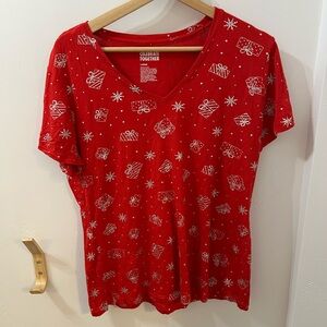 Soft Red Christmas Snowflake Presents Shirt